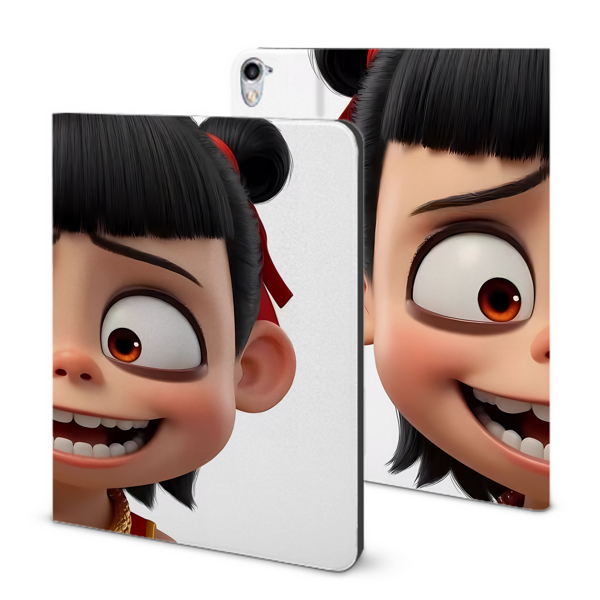 （画像用） Ne Zha 2 ナタ 魔童の大暴れ IPad ケース ブック型 PUレザー TPU 耐衝撃 軽量 薄型 ペン収納なし 全面保護 IPad 各モデル対応